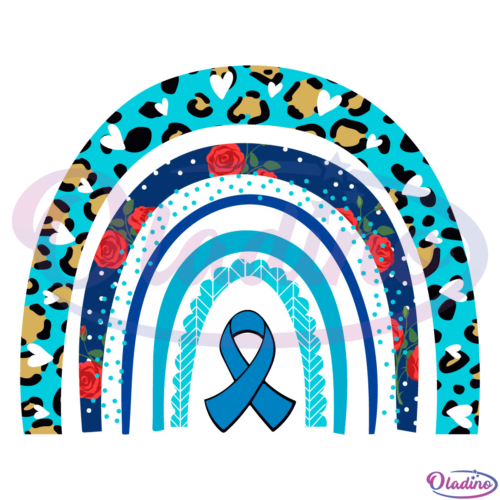 Child Abuse Awareness Rainbow Ribbon Blue Leopard SVG Digital File