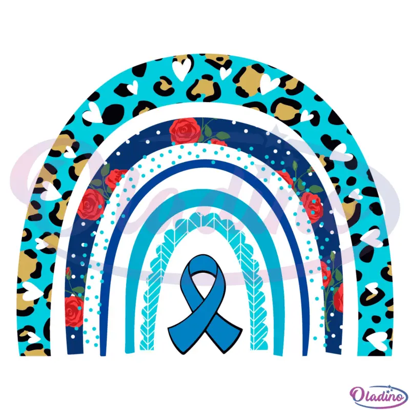 Child Abuse Awareness Rainbow Ribbon Blue Leopard SVG Digital File