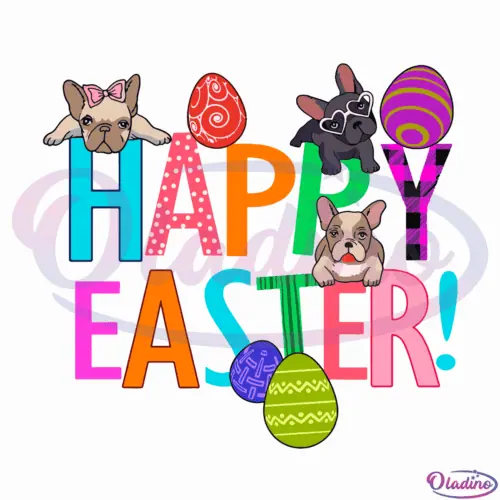 Cute Dogs Happy Easter Day SVG Digital File