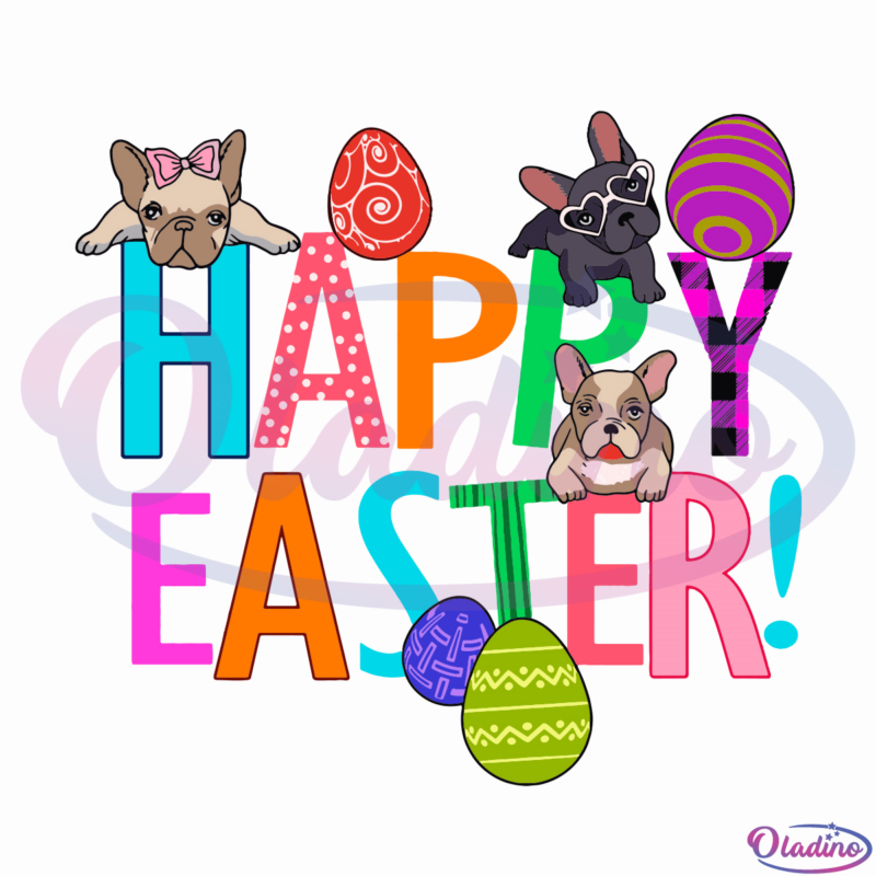 Cute Dogs Happy Easter Day SVG Digital File, Easter SVG