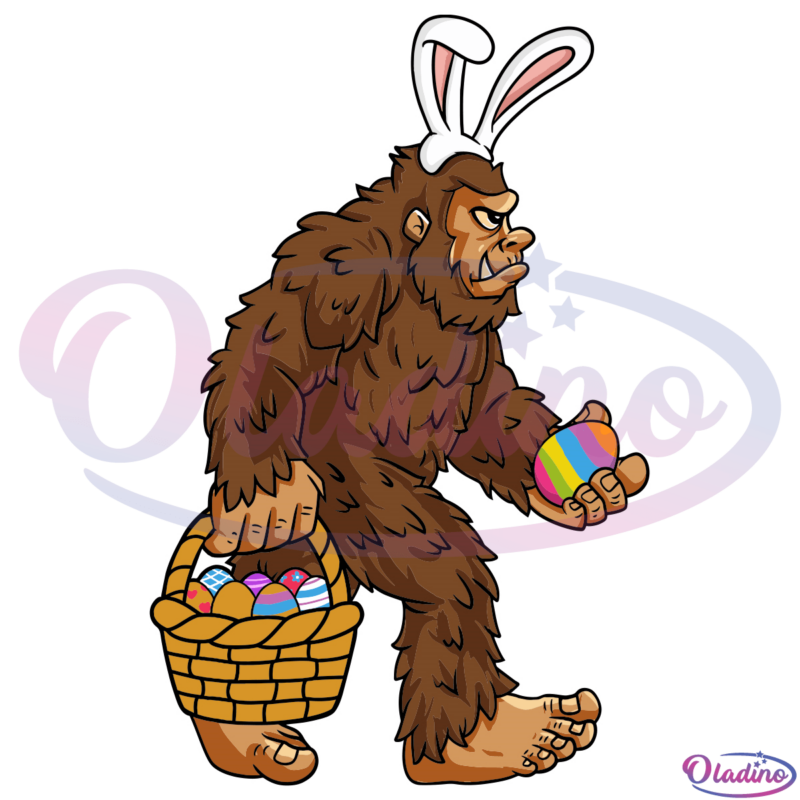 Easter Bigfoot With Egg Basket SVG Digital File, Easter Svg