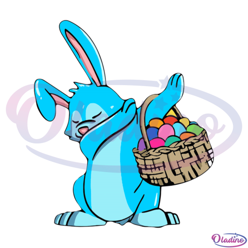 Easter Bunny Dab with Eggs basket SVG Digital File, Easter SVG
