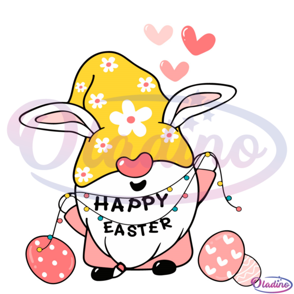 Easter Bunny Gnome With Rabbit Ears SVG Digital File, Easter Day