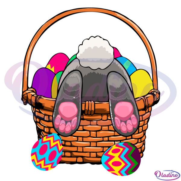 Easter Bunny In Basket SVG Digital File, Easter SVG