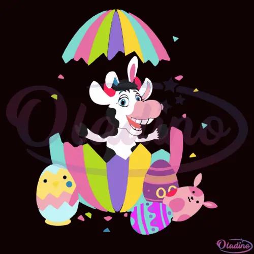 Easter Cow in Colorful Eggs SVG Digital File