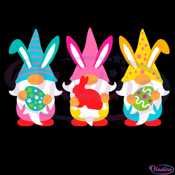 Easter Gnomies Bunny SVG Digital File, Gnome Easter SVG