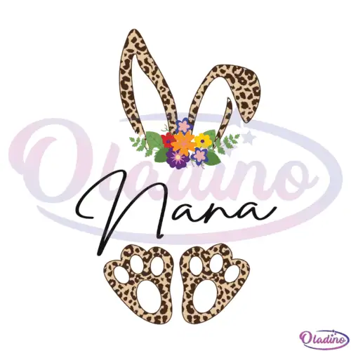 Easter Leopard Pattern Bunny Nana SVG Digital File