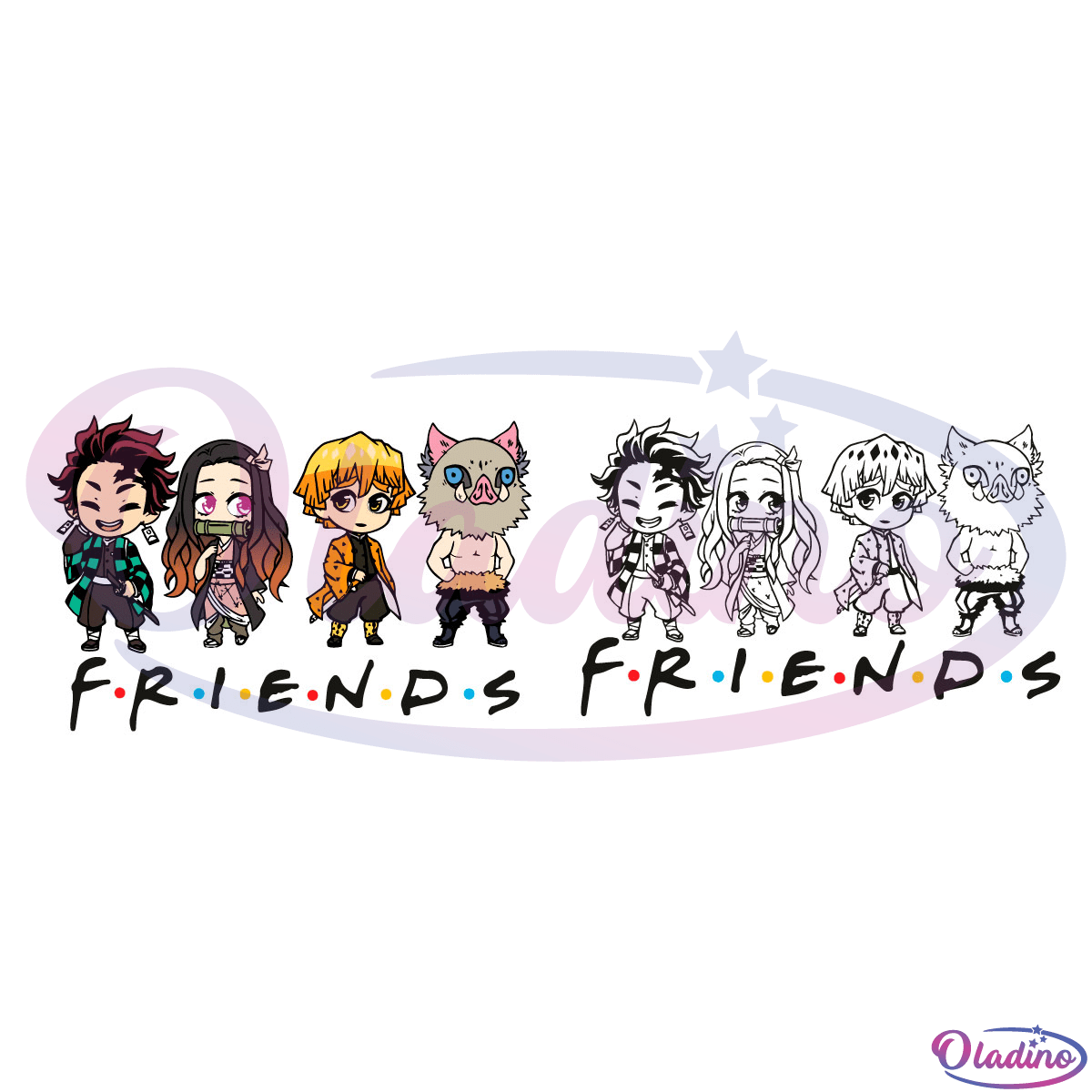 Friends Animated Black and Color, Manga Svg, Friends Svg