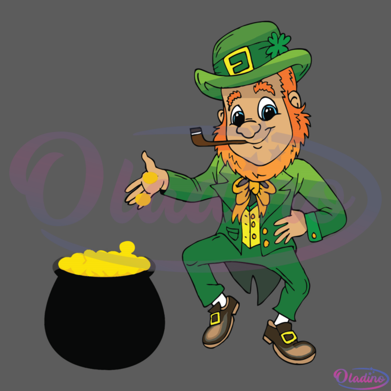 Funny Leprechaun St Patricks Day SVG Digital File, Pot Of Gold Svg