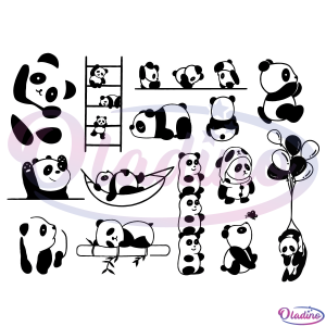 Funny cute panda bundle SVG Digital File, Panda face SVG