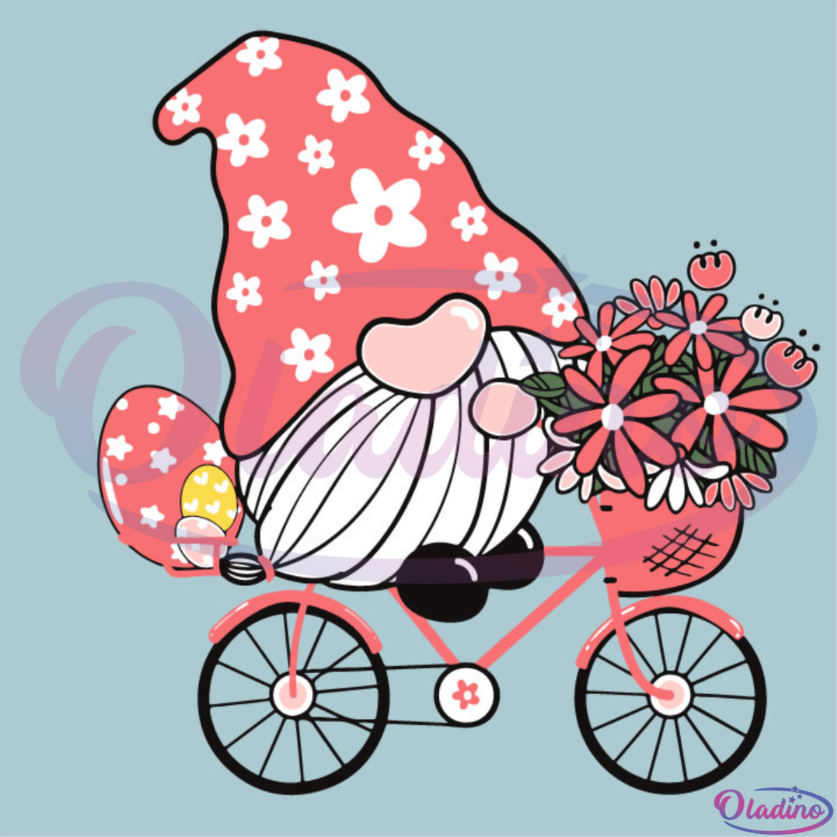 Gnome Easter Riding bicycle SVG File, Gnome Easter Svg