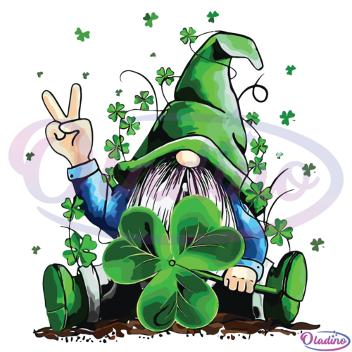 Gnome Holding Shamrock SVG Digital File