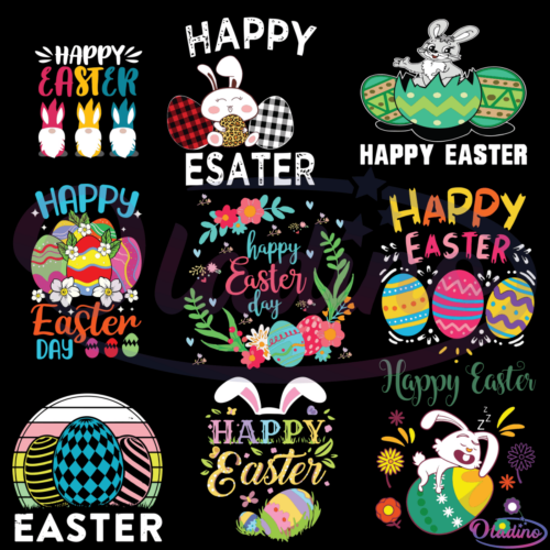 Happy Easter Day Bunny Bundle SVG Digital File