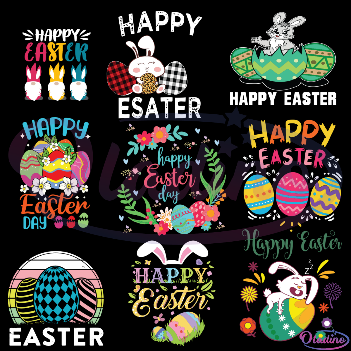 Happy Easter Day Bunny Bundle SVG Digital File, Easter SVG