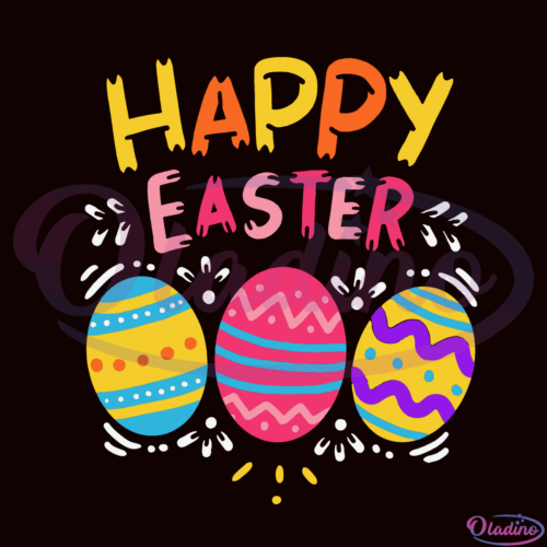 Happy Easter Day Colorful Egg Hunting SVG Digital File