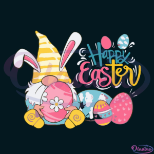 Happy Easter Gnome And Eggs SVG Digital File