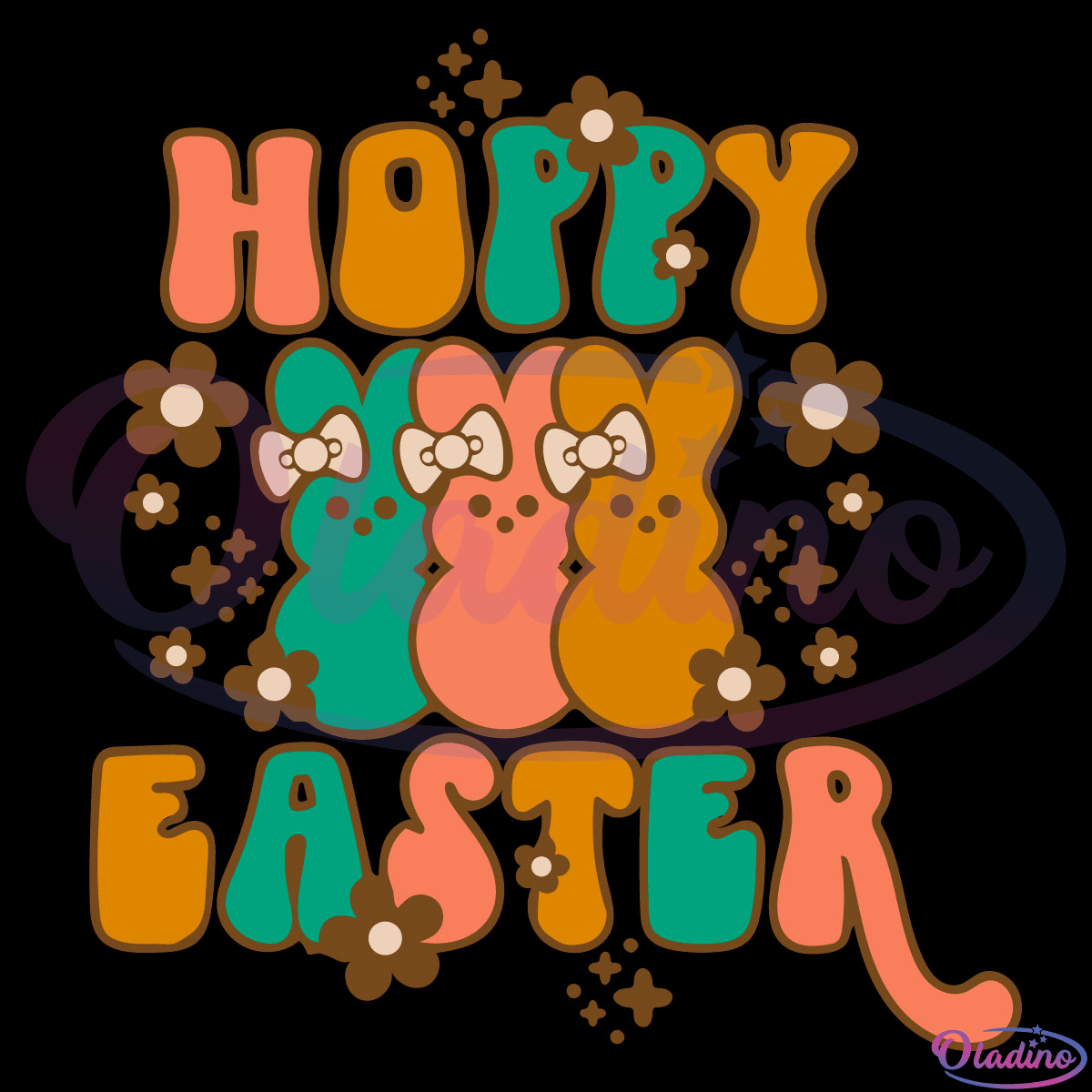 Happy Easter Hoppy Bunny Peeps SVG File, Retro Easter Svg