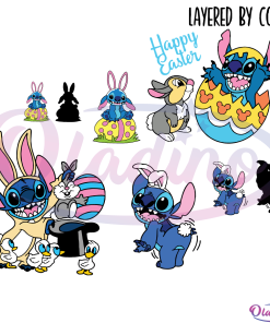 Happy Easter Lilo And Stitch SVG Digital File Bundle, Easter SVG