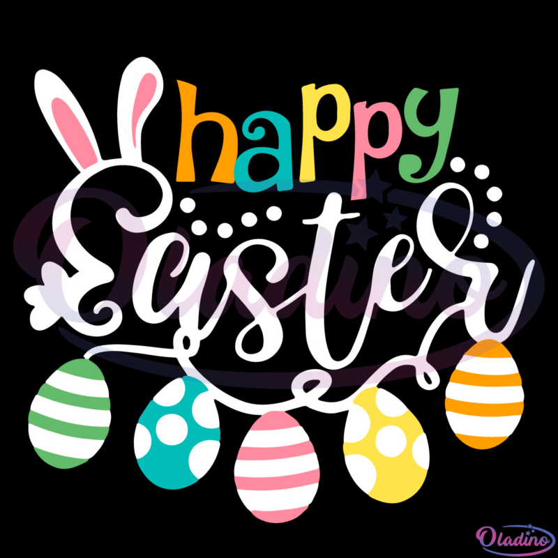 Happy Easter Easter Eggs SVG Digital File, Easter Day Gift SVG