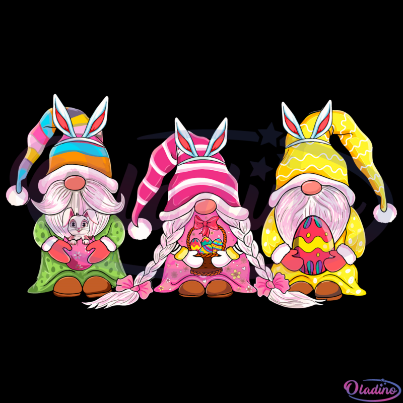 Happy Easter gnomes SVG Digital File, Easter Bunny Svg