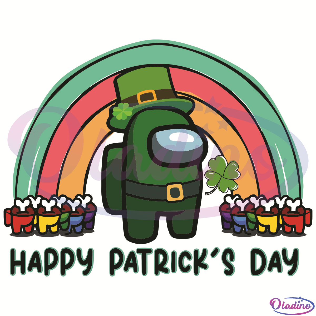 Happy Patricks Day Among Us Rainbow SVG Digital File
