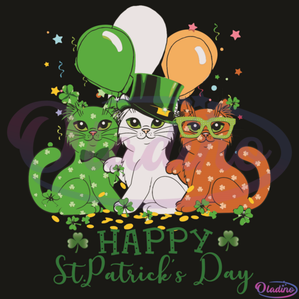 Happy St Patricks Cats SVG Digital File, Cats Svg, Patrick Svg