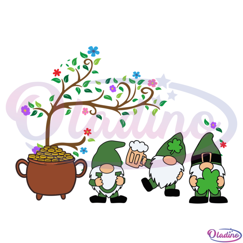Gnomes Pot Of Gold Happy St.Patricks day SVG Digital File