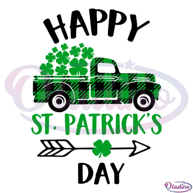 Truck With Shamrock Happy St Patrick's Day SVG Digital File