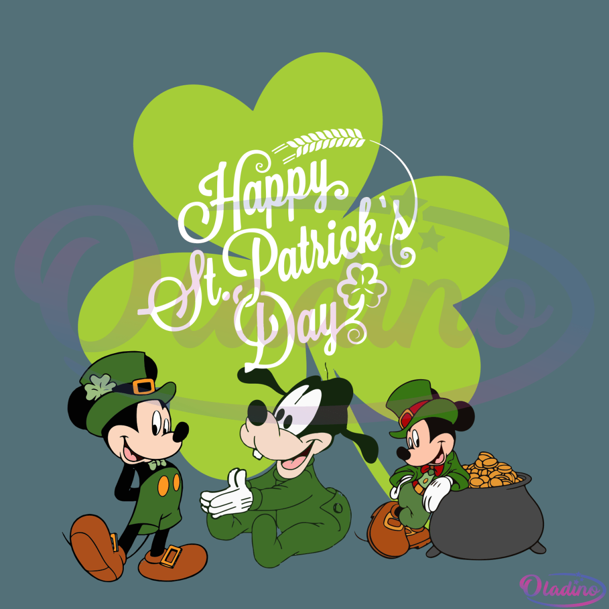 Disney Characters Happy St.Patricks Day Shamrock SVG