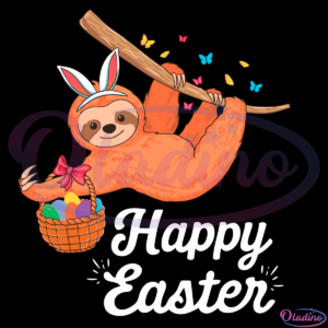 Happy cute sloth with Bunny ears SVG File