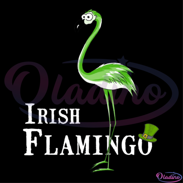 Irish Flamingo SVG Digital File, St. Patricks Day Green Flamingo Svg