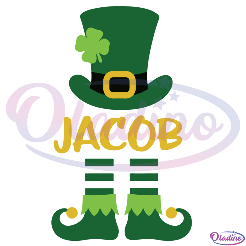 Jacob St Patrick Boy SVG Digital File, Custom Name Leprechaun Svg