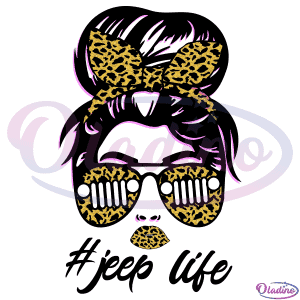 Jeep life Messy Bun Glasses SVG Digital File