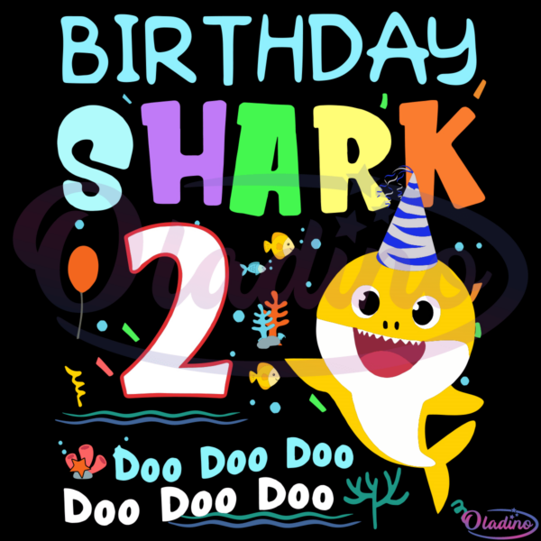 Kids Kids Baby Shark 2 Years Old 2Nd Birthday Doo Doo SVG