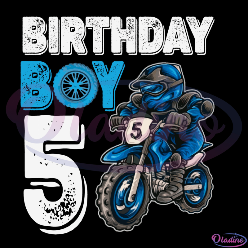 Kids Motocross Mx 5Th SVG File, 5 Years Old Dirt Bike Birthday SVG