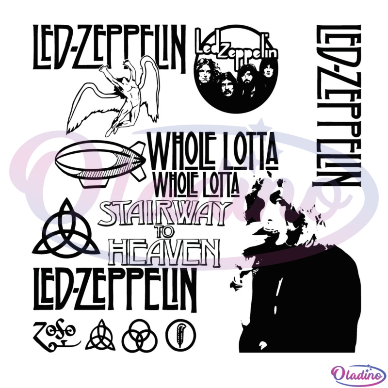 Led Zeppelin Band Logo Bundle SVG Digital File, Music Svg