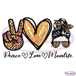 Leopard Peace Love Mom Life Bun SVG Digital File