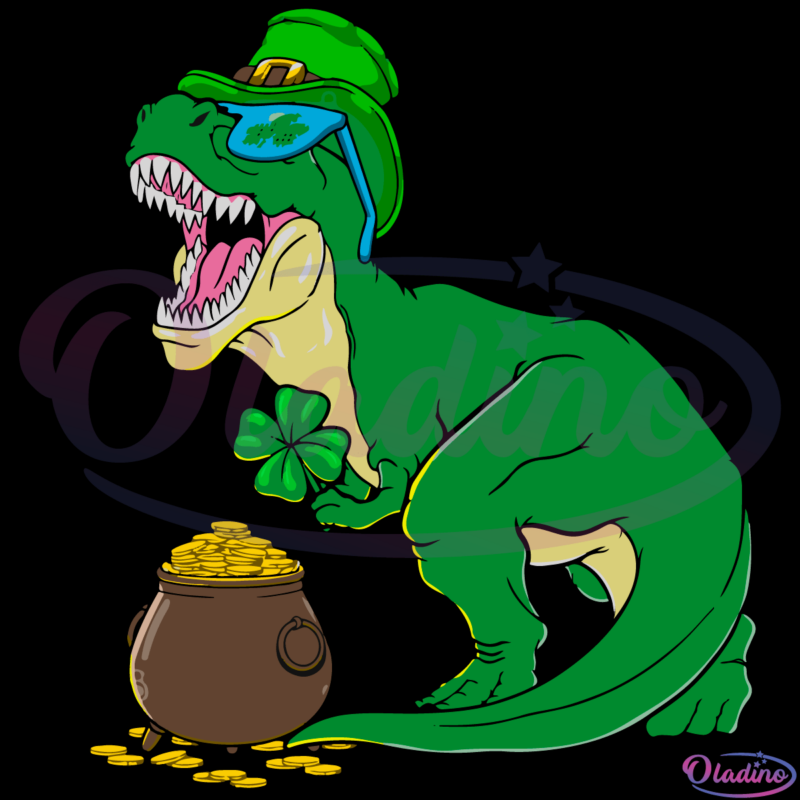 Leprechaun T Rex Dinosaur SVG Digital File, Patrick SVG