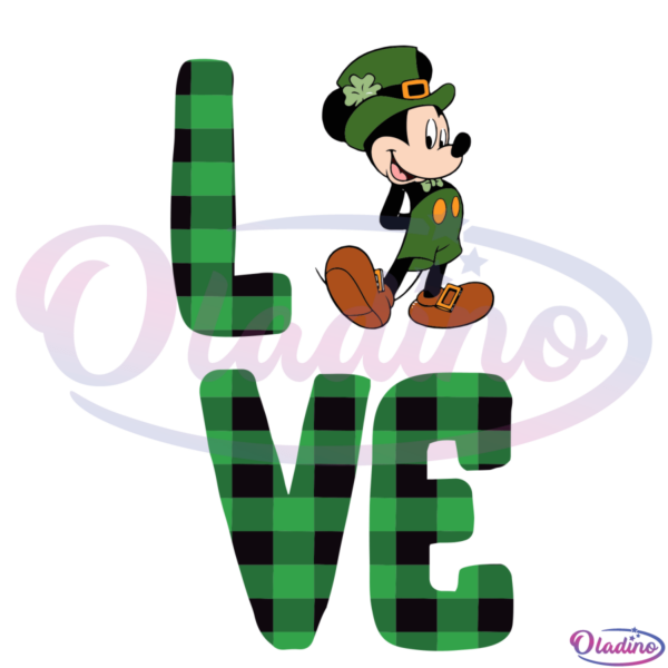 Love disney mickey saint patricks day SVG Digital File, Mickey SVG