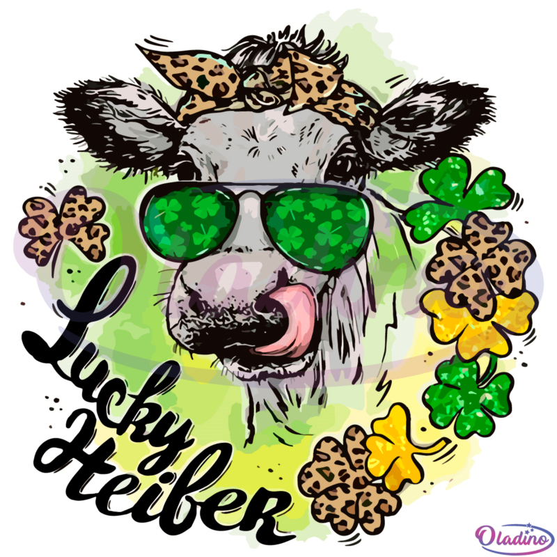 Lucky Heifer SVG Digital File, St Patricks Day Svg, Shamrocks Svg