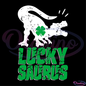 Lucky Saurus Shamrock SVG Digital File, St. Patricks Day Dinosaur Svg