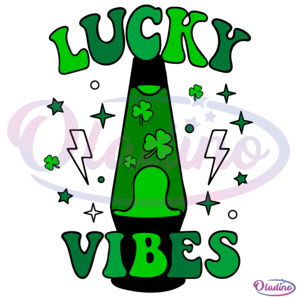 Lucky Vibes Shamrock Lava Lamp SVG File, St Patricks Day Svg