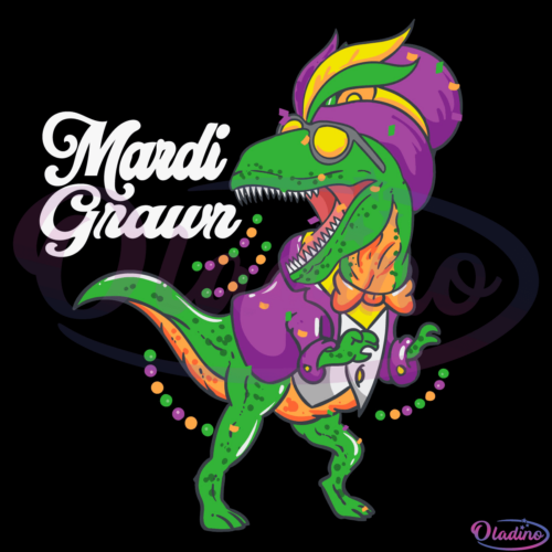 Mardi Grawr T Rex Dinosaur Mardi Gras SVG Digital File