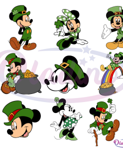 Mickey Mouse St Patricks Day Bundle SVG File, Minnie mouse svg