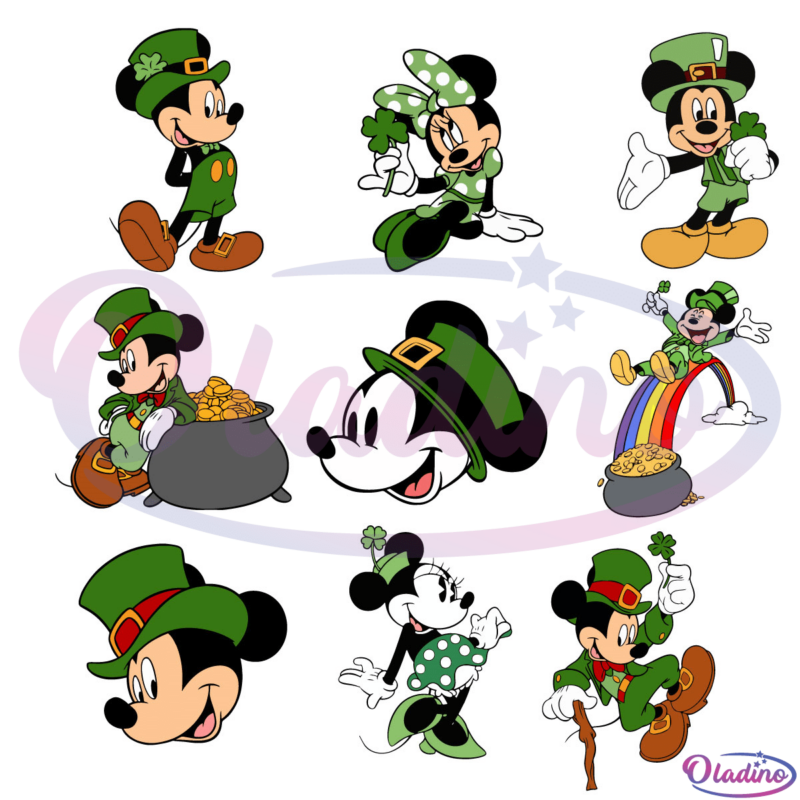 Mickey Mouse St Patricks Day Bundle SVG File, Minnie mouse svg