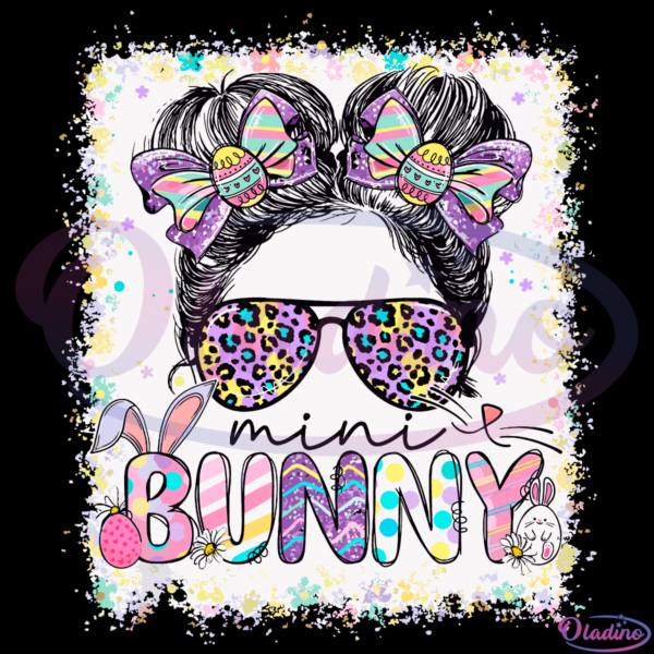 Mini Bunny Messy Bun Leopard Easter Day SVG Digital File