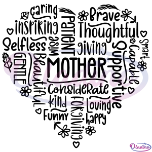 Mom Love SVG Digital File, Heart Svg, Word Art Svg, Mom Birthday Svg