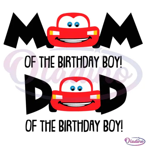 Mom and Dad of the Birthday Boy Lightning Mcqueen SVG