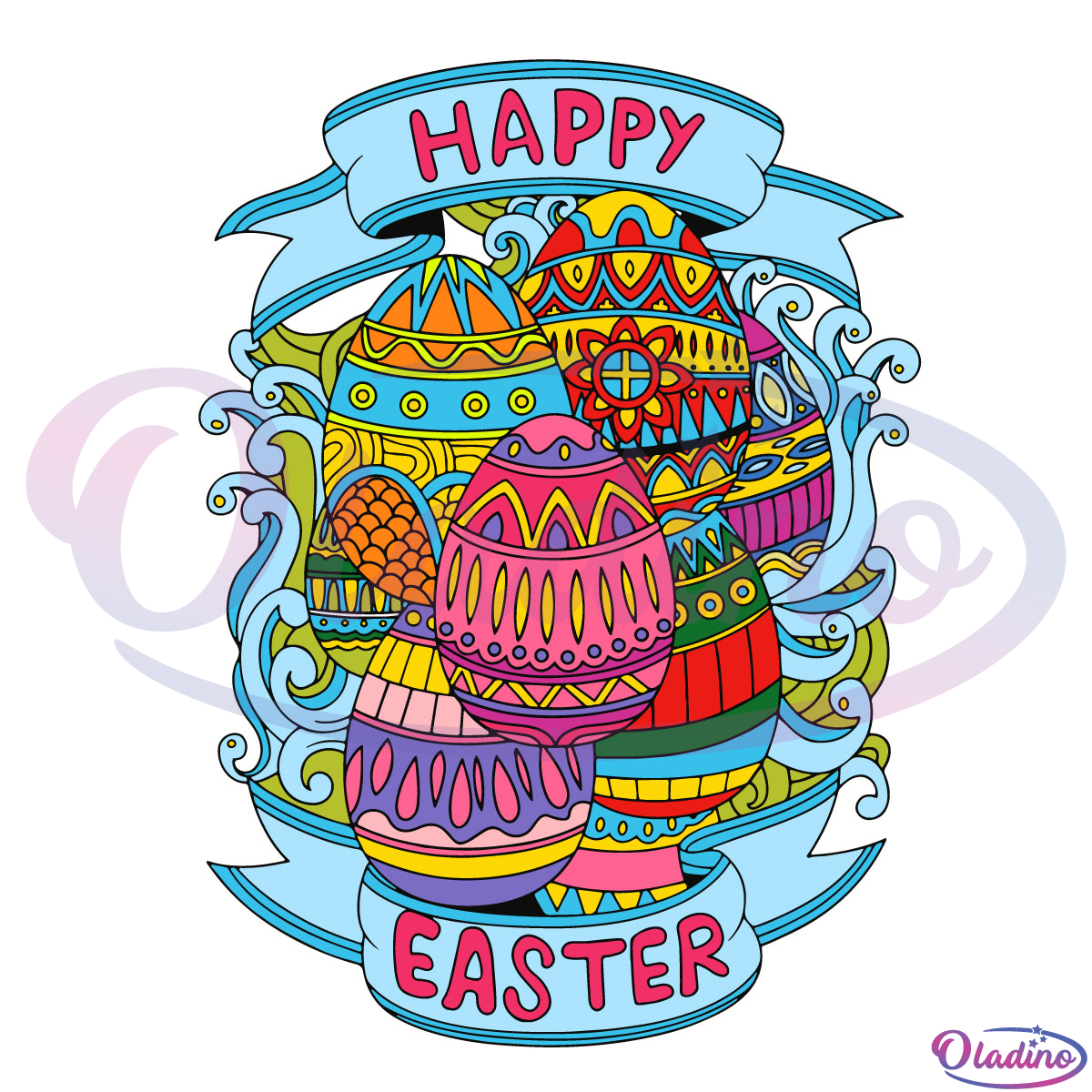 Novelty Colorful Easter Eggs SVG File, Pattern Easter Eggs Svg
