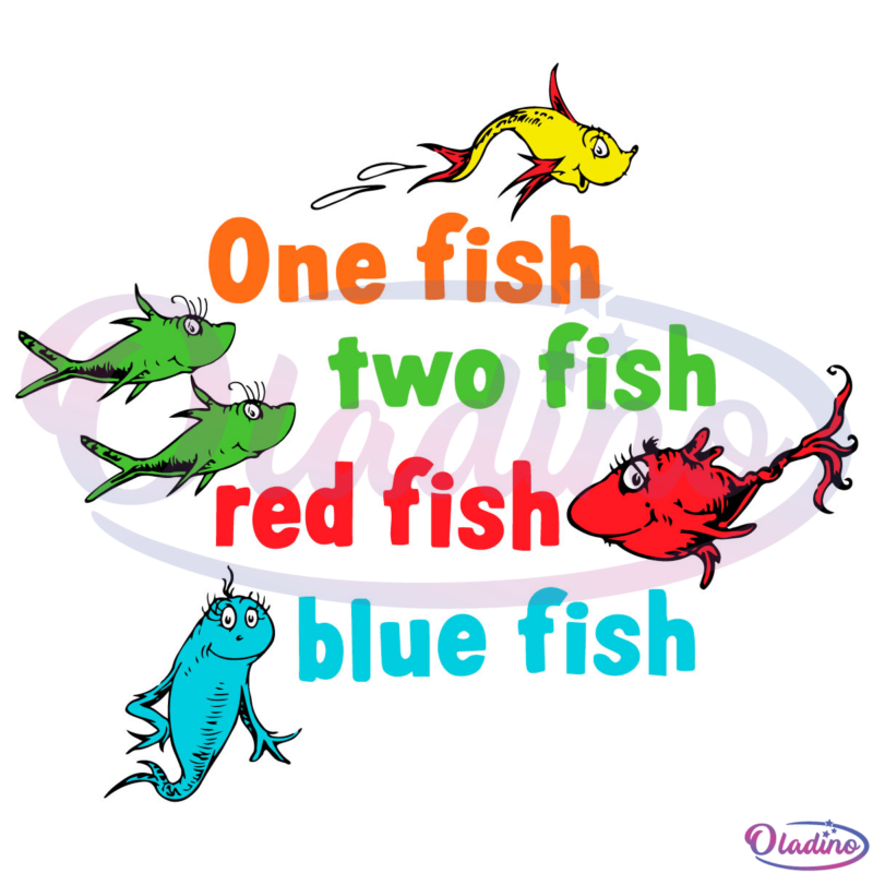 One Fish Two Fish Red Fish Blue Fish SVG File, Cat In The Hat Svg